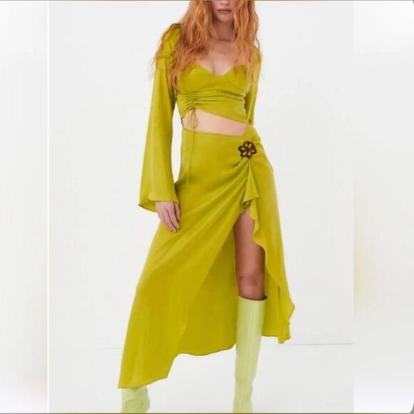 NWT For Love & Lemons Women's Allie Midi Dress in Green Size X-Small - Picture 4 of 8